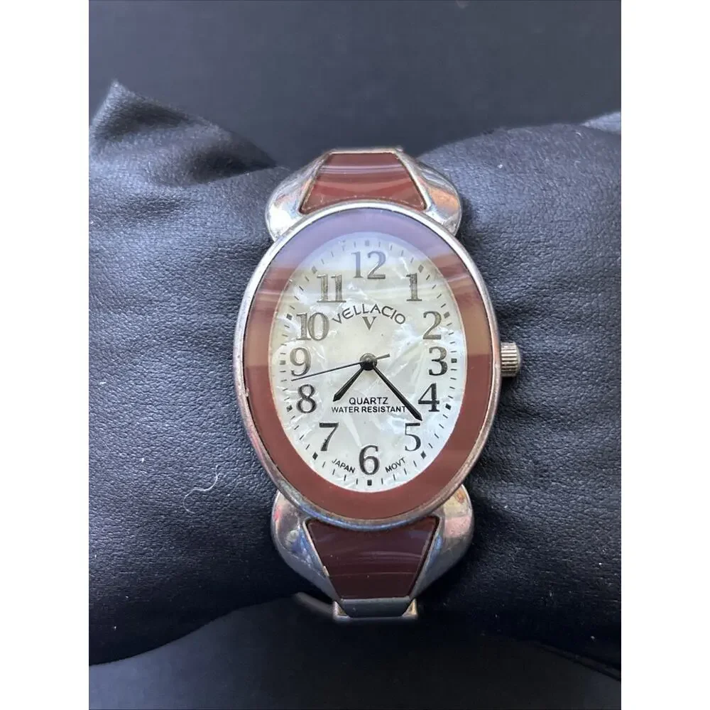 Vellacio Pearl Dial Silver Tone Women’s Cuff Watch